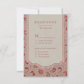 Kraft red Lace rustic country bruiloft RSVP (Voorkant)