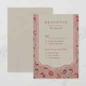 Kraft red Lace rustic country bruiloft RSVP Kaartje (Voorkant / Achterkant)