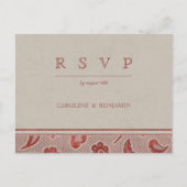 Kraft red Lace rustic country bruiloft RSVP Uitnodiging Briefkaart (Voorkant)