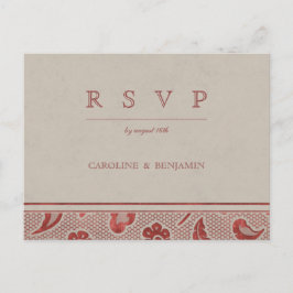 Kraft red Lace rustic country bruiloft RSVP Uitnodiging Briefkaart