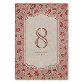 Kraft red Lace rustic country trouwtafel Kaart (Achterkant)