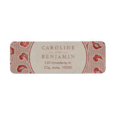 Kraft red Lace rustic trouwadres Etiket (Voorkant)