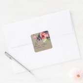 KRAFT RED ROSE FLORAL LOVE AND BEDANKT WEDING VIERKANTE STICKER (Envelop)
