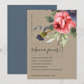 KRAFT RED ROSES EUCALYPTUS FLORAL VRIJGEZELLENFEES AANKONDIGING (Voorkant / Achterkant)