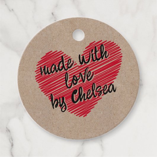 Kraft Red Sketchy Heart beroemd gemaakt door Made  Bedankjes Labels (Voorkant)