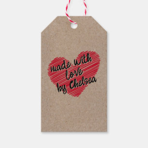 Kraft Red Sketchy Heart beroemd gemaakt door Made  Cadeaulabel