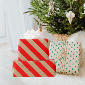 Kraft Red Stripes Kerstmis Cadeaupapier