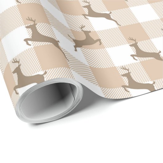 Kraft Reindeer Checker Cadeaupapier (Rol Hoek)