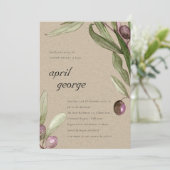 KRAFT RETRO OLIVE FOLIAGE GENDER REVEAL INVITE BEDANKKAART (Staand voorkant)