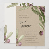 KRAFT RETRO OLIVE FOLIAGE GENDER REVEAL INVITE BEDANKKAART (Voorkant / Achterkant)