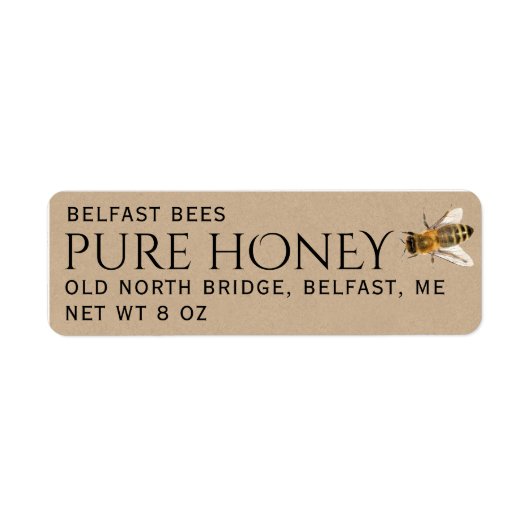 Kraft Return Address Honey Label with Bee (Voorkant)
