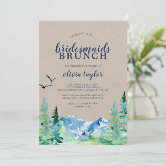 Kraft Rocky Mountain Bridesmaids Brunch Kaart (Staand voorkant)