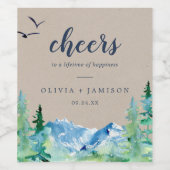 Kraft Rocky Mountain Cheers Wedding Wine Labels Wijn Etiket (Enkel label)