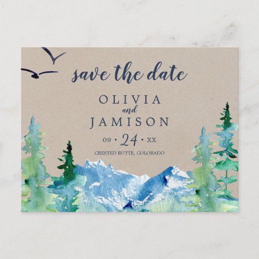 Kraft Rocky Mountain Destination Save the Date Uitnodiging Briefkaart (Voorkant)