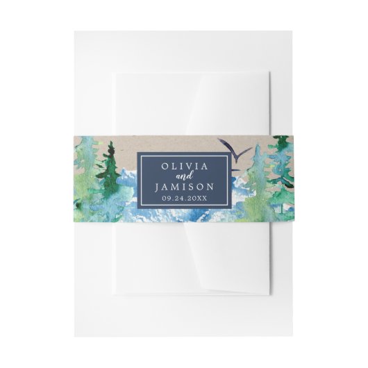 Kraft Rocky Mountain Wedding Belly Band Uitnodigingen Wikkel (Voorkant Voorbeeld)