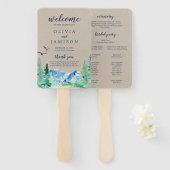 Kraft Rocky Mountain Wedding Program Fan Handwaaier (Voorkant en achterkant)