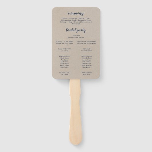 Kraft Rocky Mountain Wedding Program Fan Handwaaier (Achterkant)