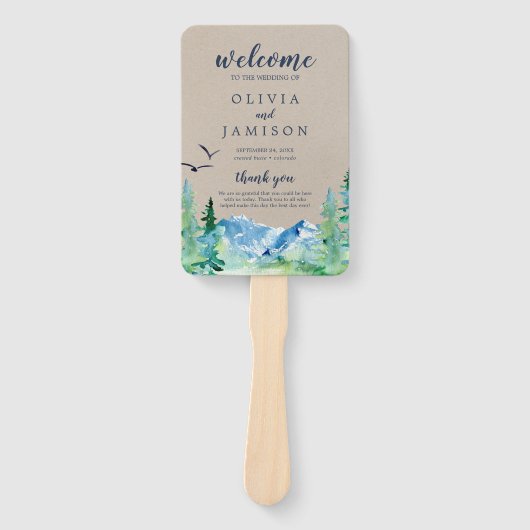 Kraft Rocky Mountain Wedding Program Fan Handwaaier (Voorkant)