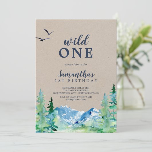 Kraft Rocky Mountain Wild One Eerste Verjaardag Kaart (Staand voorkant)