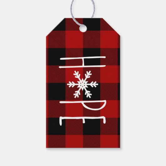 Kraft Rode Buffel Plaid Hoop & Kerstmis Cadeaulabel (Voorkant)