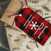 Kraft Rode Buffel Plaid Hoop & Kerstmis Cadeaulabel