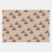 Kraft Rode Vrachtwagen Kerstboom Vrolijk Kerstfees Inpakpapier Vel (Voorkant 2)