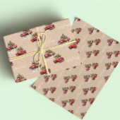 Kraft Rode Vrachtwagen Kerstboom Vrolijk Kerstfees Inpakpapier Vel