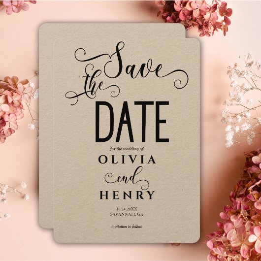 Kraft Romantisch Calligrafie Schrift Foto QR Code  Save The Date