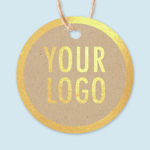 Kraft Ronde Goud Folie Logo Hanglabels of Prijslab Bedankjes Labels