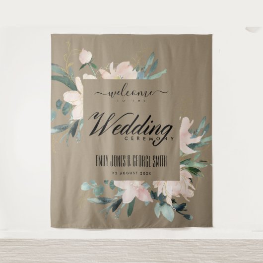 KRAFT ROZE GOUDE BLOEMEN WATERVERF TROUW WELKOM WANDKLEED (Voorkant)