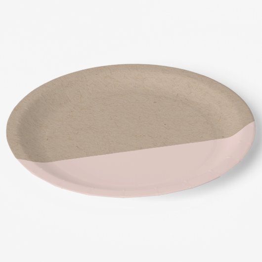 Kraft & roze pastel afgewerkt bord van wegwerppapi (Gekanteld)