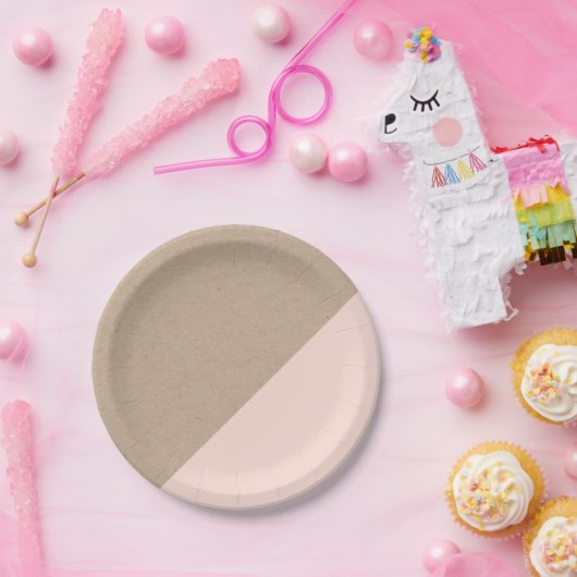 Kraft & roze pastel afgewerkt bord van wegwerppapi (Feest)