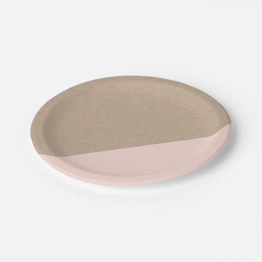 Kraft & roze pastel afgewerkt bord van wegwerppapi (Gekanteld)
