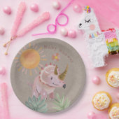 Kraft Roze Triceratops Dinisaur Meisje Baby shower Papieren Bordje (Feest)
