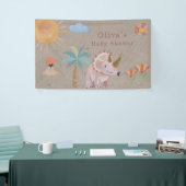 Kraft Roze Triceratops Dinisaur Meisje Baby shower Spandoek (Beurs)