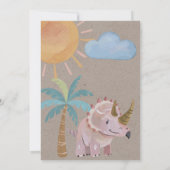 Kraft Roze Triceratops Meisje Baby shower Kaart (Achterkant)