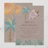 Kraft Roze Triceratops Meisje Baby shower Kaart (Voorkant / Achterkant)