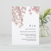 Kraft Roze waterverf Cherry Blossom Wedding Kaart (Staand voorkant)