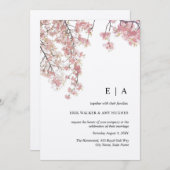 Kraft Roze waterverf Cherry Blossom Wedding Kaart (Voorkant / Achterkant)