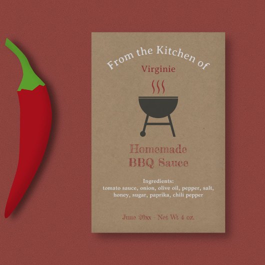 Kraft & Rustic Barbecuesaus Etiket Fles