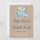 Kraft Rustic Boy Elephant Safari Boho Baby shower Kaart (Voorkant)
