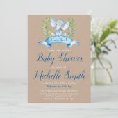 Kraft Rustic Boy Elephant Safari Boho Baby shower Kaart (Staand voorkant)