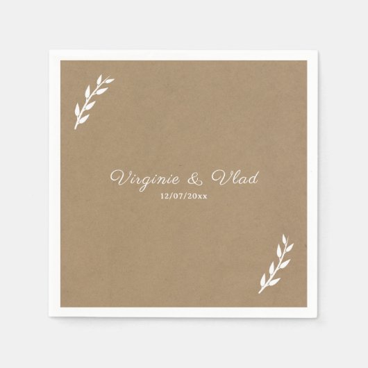 Kraft & Rustic Bruiloft Servetten (Voorkant)
