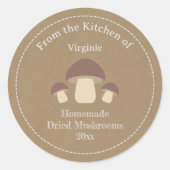Kraft & Rustic Dried Mushrooms Label Sticker (Voorkant)