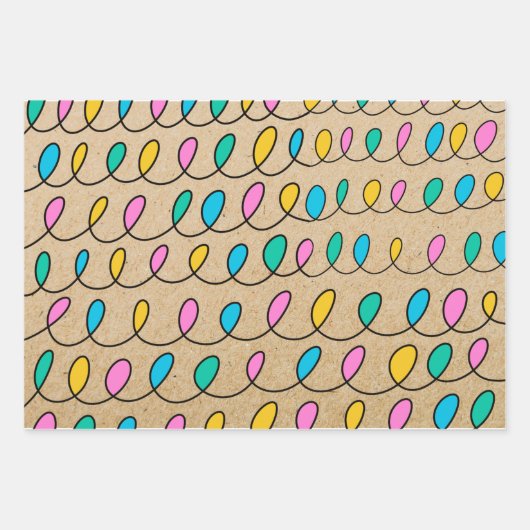 Kraft Rustic Festive kerstlampjes Inpakpapier Vel (Voorkant 3)