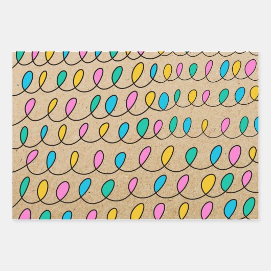 Kraft Rustic Festive kerstlampjes Inpakpapier Vel (Voorkant 2)