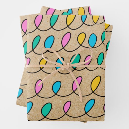 Kraft Rustic Festive kerstlampjes Inpakpapier Vel (In situ)