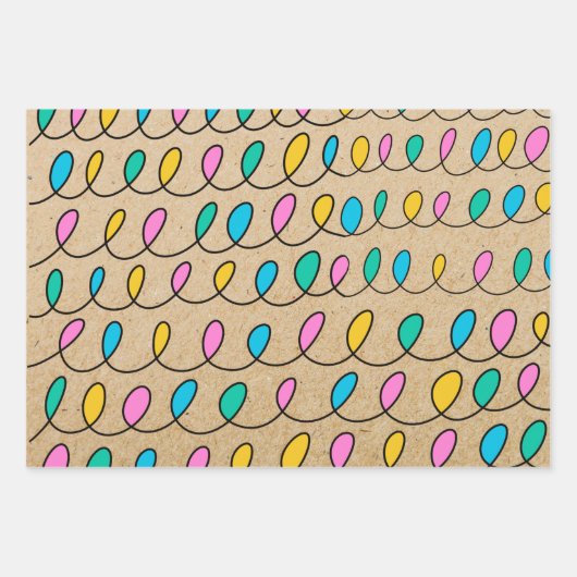 Kraft Rustic Festive kerstlampjes Inpakpapier Vel (Voorkant)