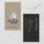 KRAFT RUSTIC FLORAL BIRDHOUSE REAL ESTATE REALTOR VISITEKAARTJE (Voorkant / Achterkant)