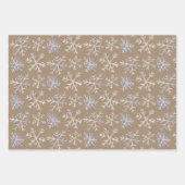 Kraft Rustic Hand-Drawn Icy Blue White Snowflakes Inpakpapier Vel (Voorkant 2)